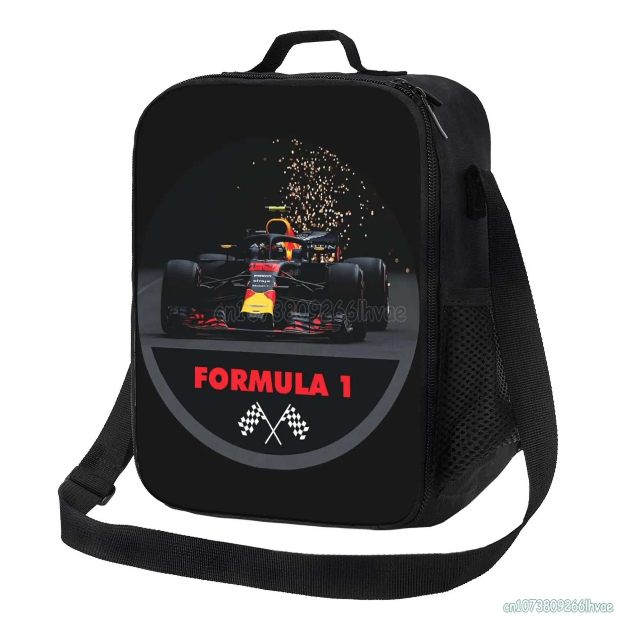 Car Racing Insulated Lunch Bag Resuable Waterproof Thermal Oxford Lunch Box with Single Shoulder Portable Tote Bento Bag