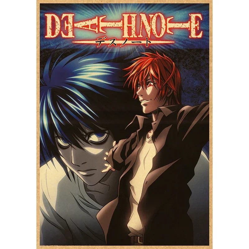 Death Note Aanime Poster, Vintage Print on Kraft Paper 4K High Quality, Home Room Wall Stickers Decorative Art Pictures