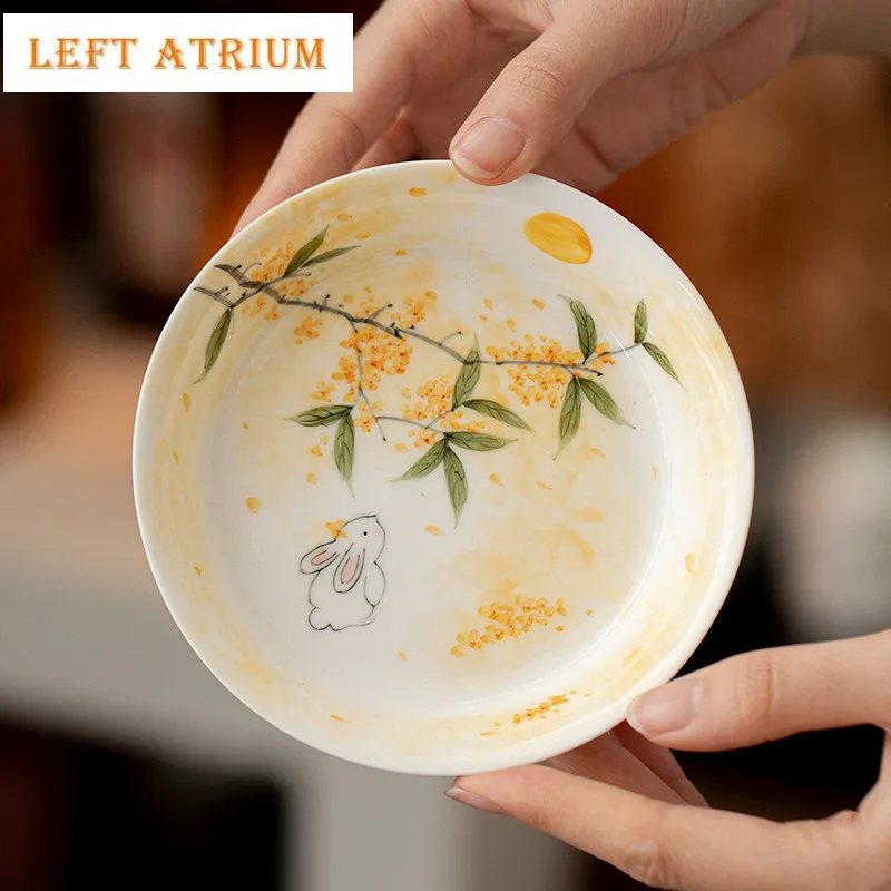 

Hand-painted Osmanthus Cute Rabbit Pot Bearing Holder Teapots Heat Insulation Pad Dry Brew Table Tea Tray Coasters Tea Items