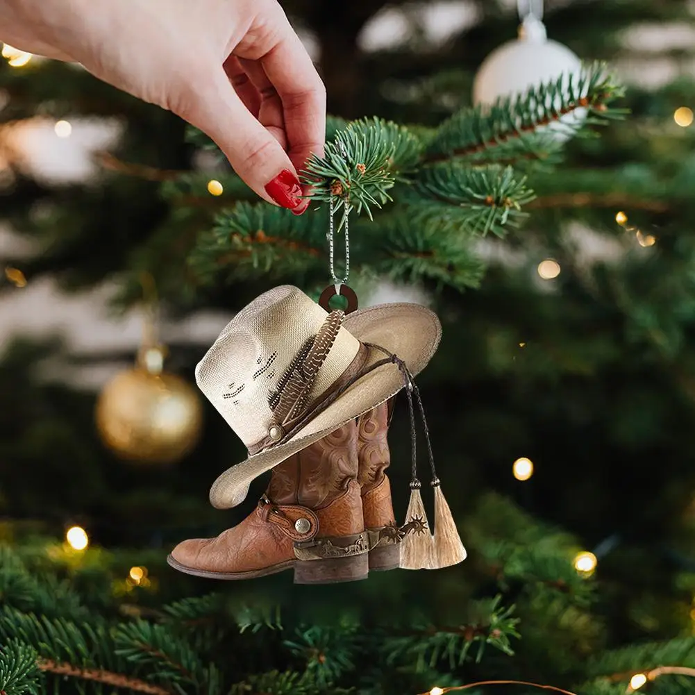 

Personalized Denim Boots 2D Flat Acrylic Retro Christmas Car Festival Decoration Interesting Decorations Style, Pendant Pen E5Y9