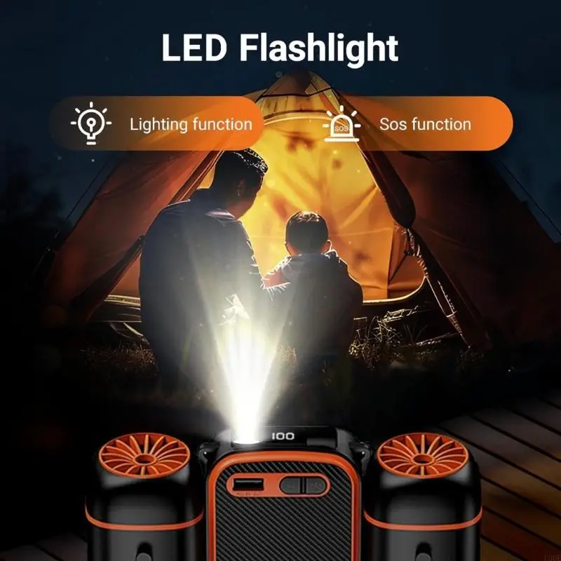 屋外ウエストファン充電式冷却ファン10000MAHクリップファンプラスチックテクスチャー旅行キャンプ釣りに適しています