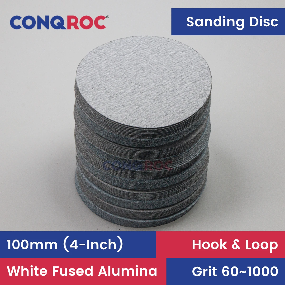 

100 Pieces 100mm (4-Inch) Sanding Discs White Fused Alumina Dry Sanding Papers Hook and Loop Grit 60~1000