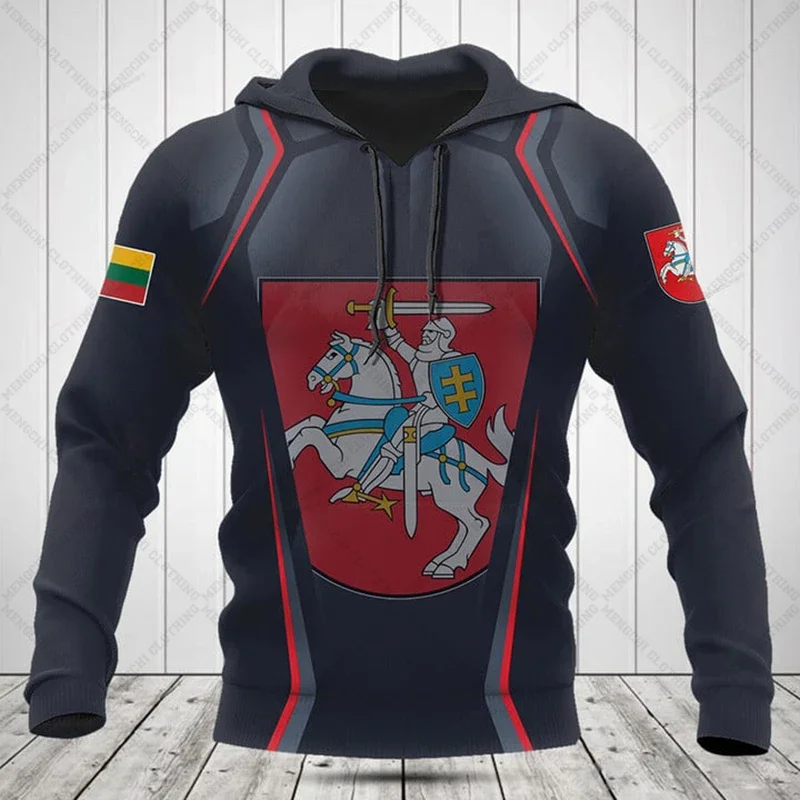 Personalize lituânia emblema gráfico hoodies para masculino solto moda moletom menino roupas casuais oversized streetwear