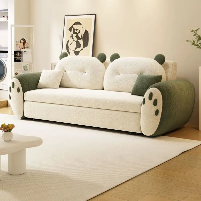 Small apartment living room multi-functional lamb flannel double straight row new sofa