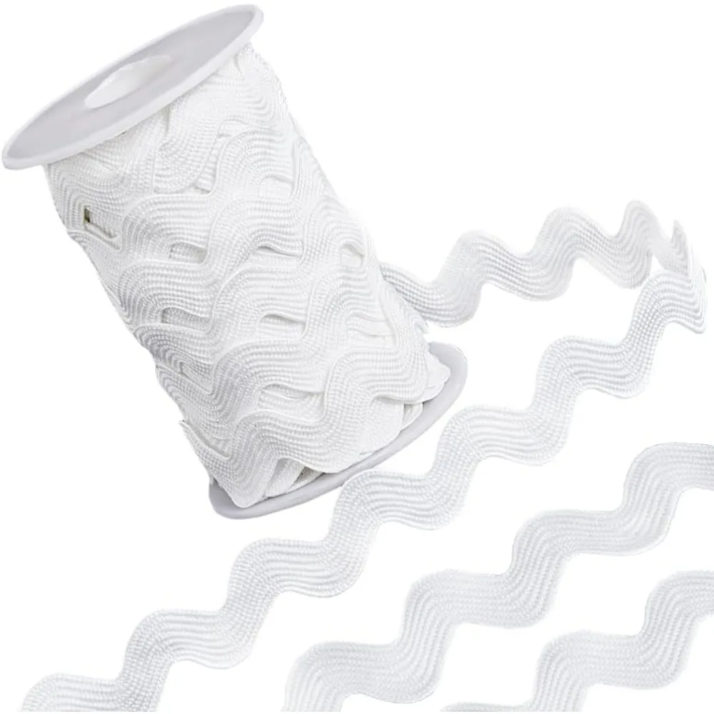 

1 Roll 1/2 inch(12mm) White RIC Rac Trim Ribbon 12.5 Yards Rick Rack Wave Sewing Bending Fringe Trim Braided Woven Making Kit