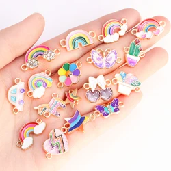 10Pcs Enamel Rainbow Unicorn Butterfly Pendant Charms for Jewelery Making Connector Necklace Bracelet DIY Craft Accessories