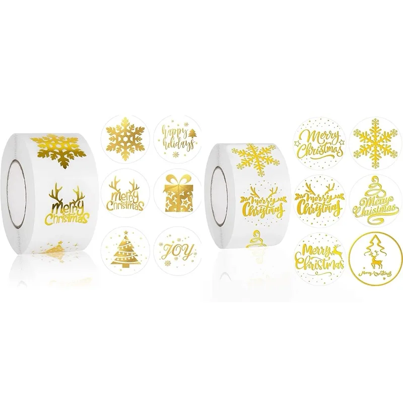 

Round Xmas Gift Sealing Stickers Christmas Party Decorations Labels Gold Christmas Tree Label Stickers