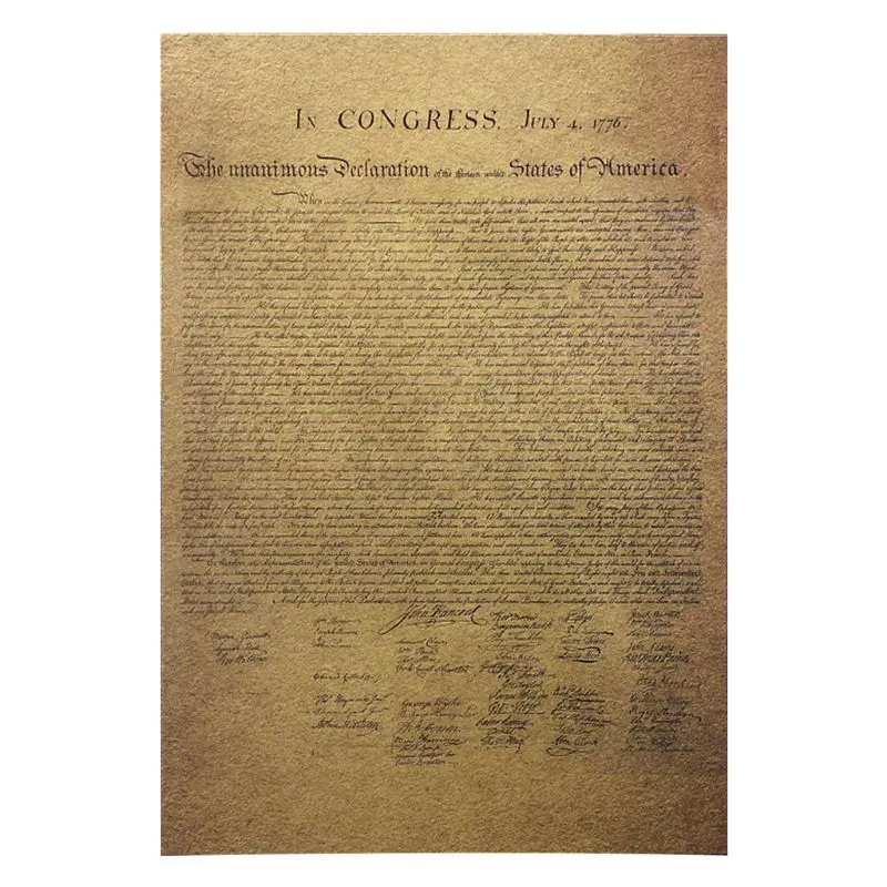 Vintage Retro Kraft Paper Poster Declaration Of Independence Playbill Bar Cafe R