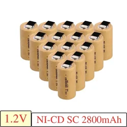 1.2V Battery SC Rechargeable Battery 1.2V 2800mAh Sub C NI-CD Cell With Welding Tabs for Electric Drill Screwdriver DIY BATTERI