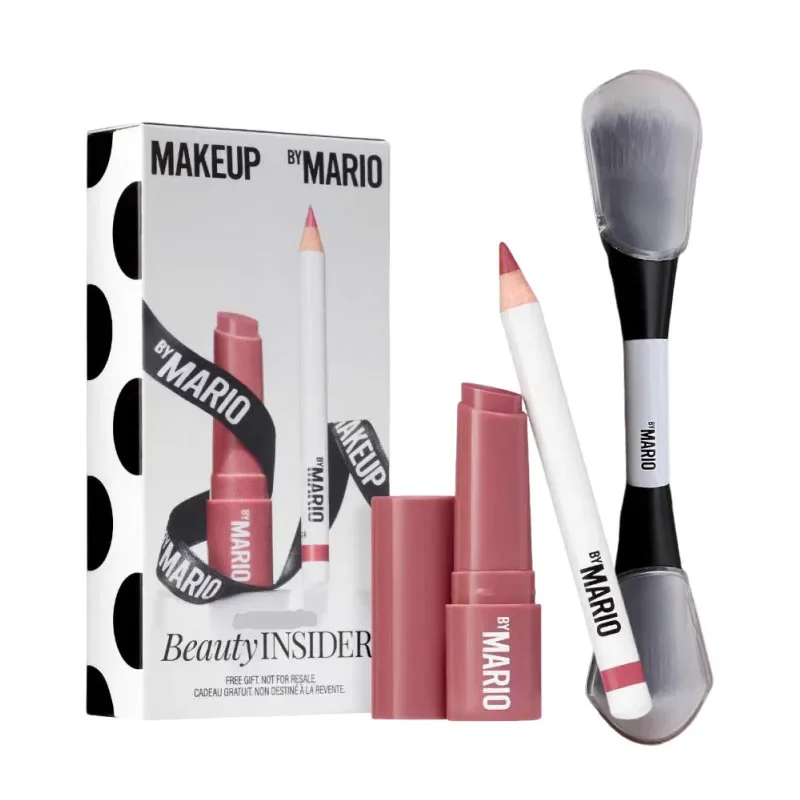 2 in 1 Highlight Blush F4 Brush 0.9g Rich Mauve Ultra Sculpting Lipliner Pencil and 1g Rosewood Glow Lip Serum Balm Makeup Set