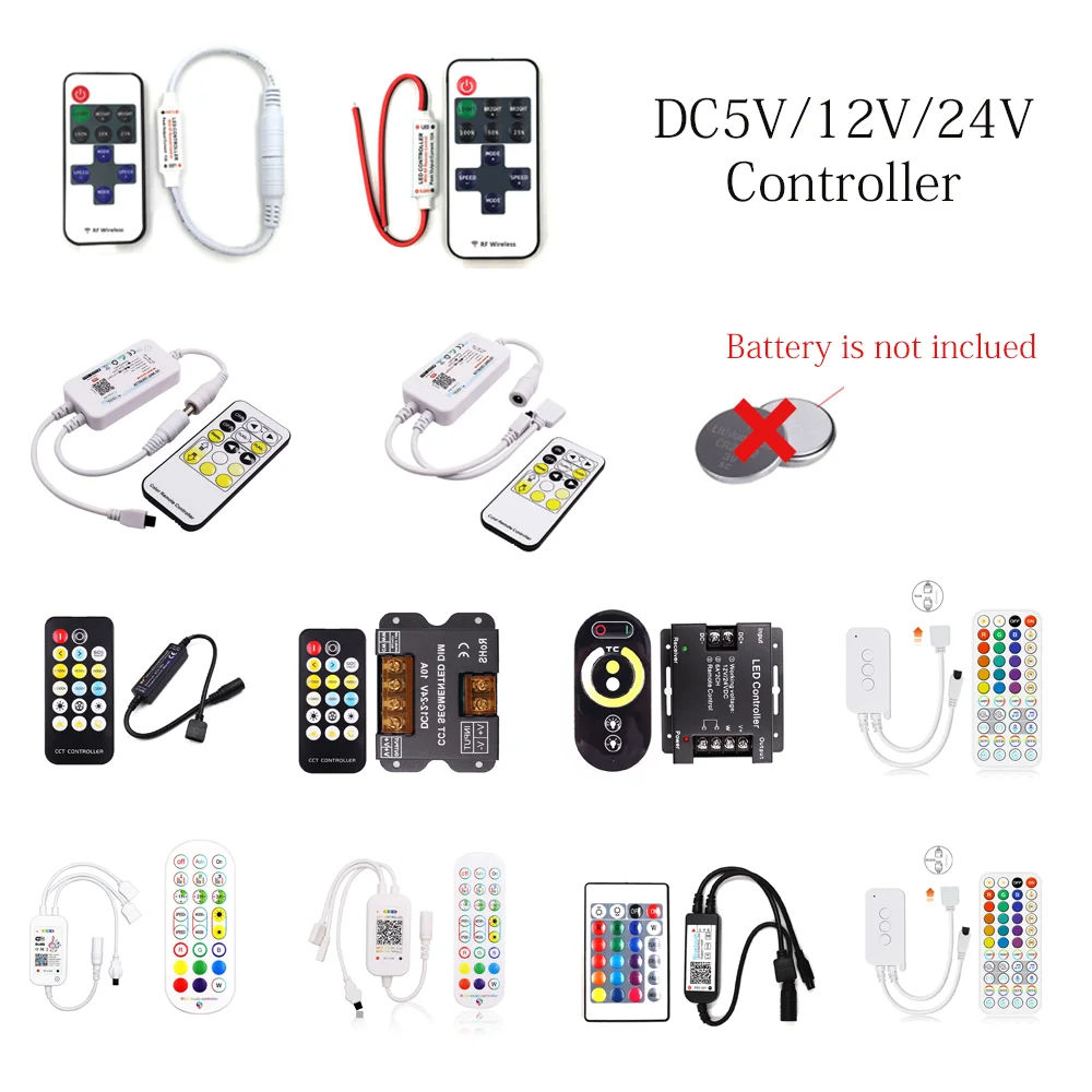 Wifi Bluetooth Controller Single Color CCT RGB RGBIC RF IR 2.4G Touch LED Controller For W2811 W2812b Led Strip DC5V 12V 24V