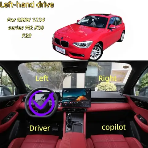 For BMW 1234 series M2 F30 F20 left and right heated mirror reflective rearview mirror lenses - white/ blue mirror