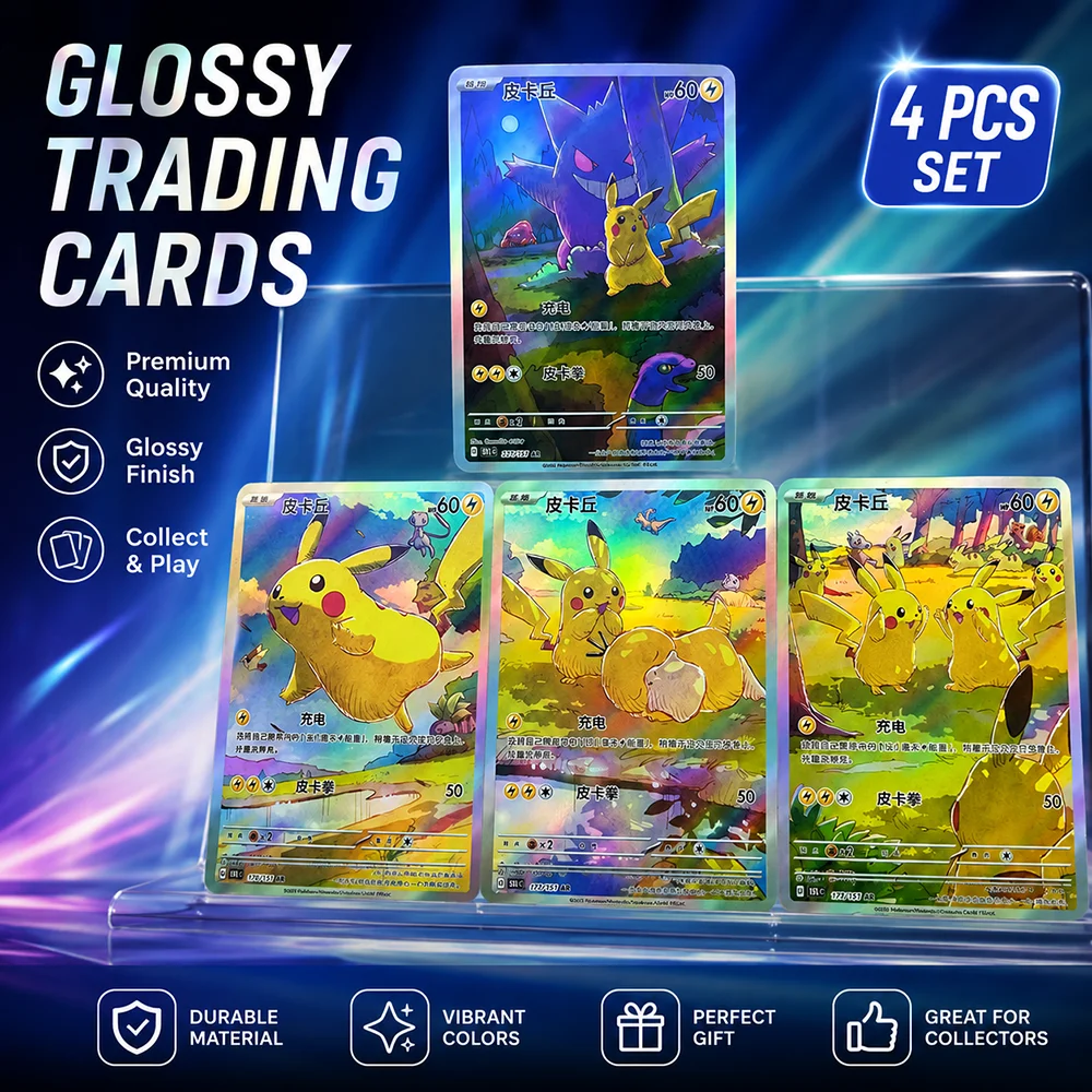 

PTCG Lightning Mouse AR Holo Trading Card Collection Set Rainbow Foil Anime Character Cards Premium Collectible Gift Display