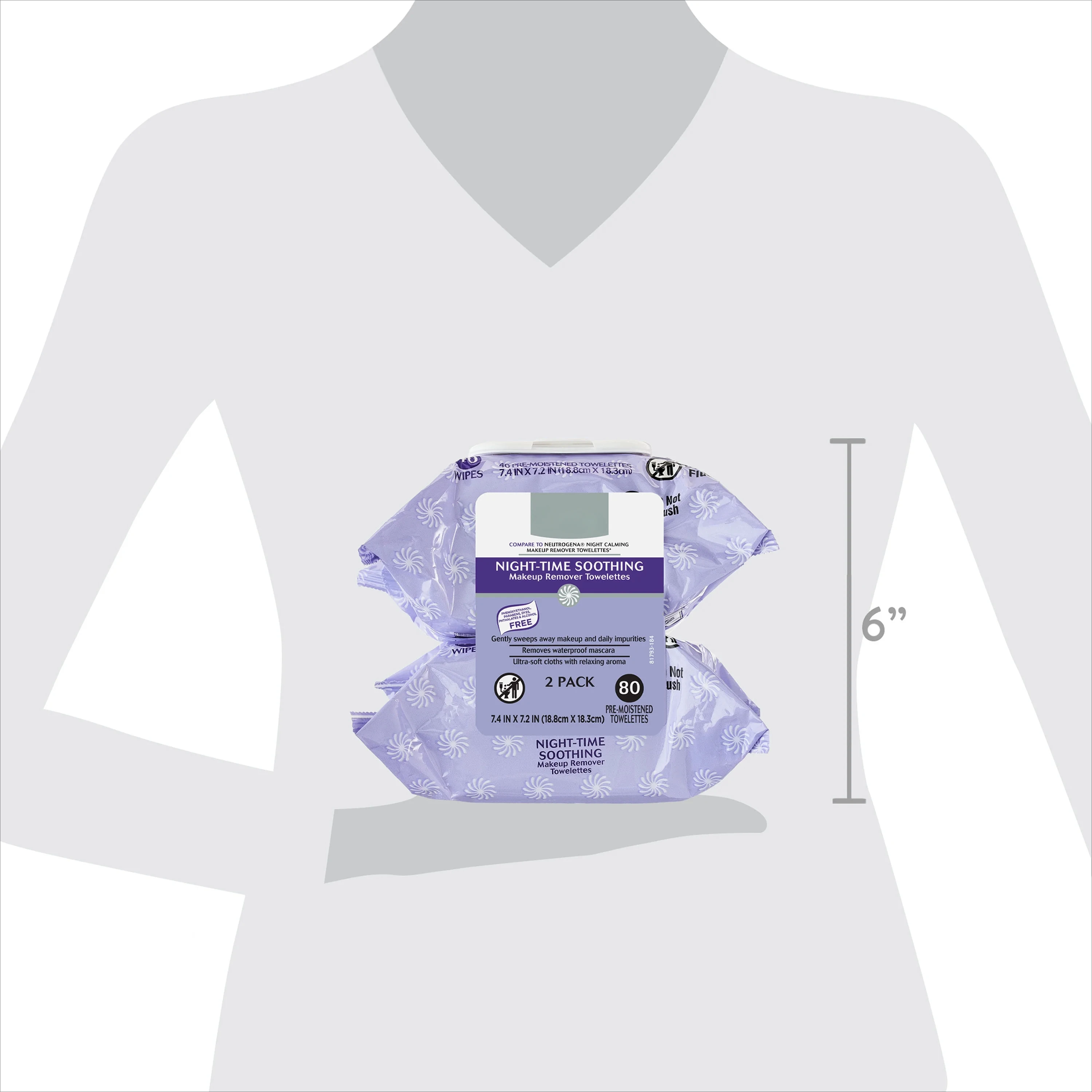 (6 pack) Night-Time Soothing Makeup Remover Wipes, 40 Count, 2 Pack