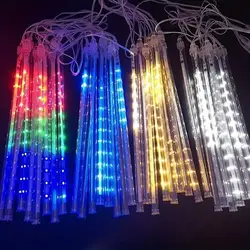 Chuva de meteoro LED String Lights, Casamento, Natal, Exterior, Rua, Decoração De Árvore, Chuveiro, Iluminação Do Feriado, 220V, 110V