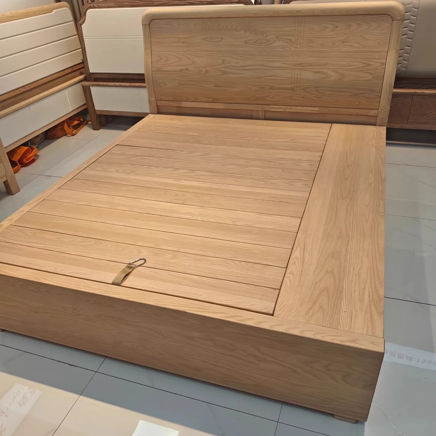 Ash wood log bed air pressure 1.8 storage storage storage bed high box 1.5 solid wood small apartment simple and modern