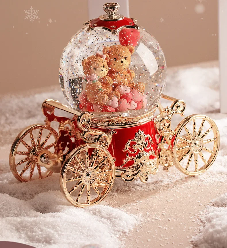 Christmas Gift Rotating Fantasy Crystal Ball Automatic Falling Snow Music Box Ornaments Kidsren Girls Music Box Birthday Gift