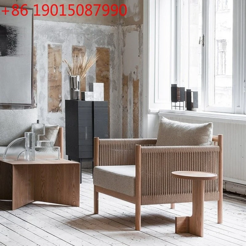

Solid wood braiding creative living room sofa combination model room bed and breakfast furniture