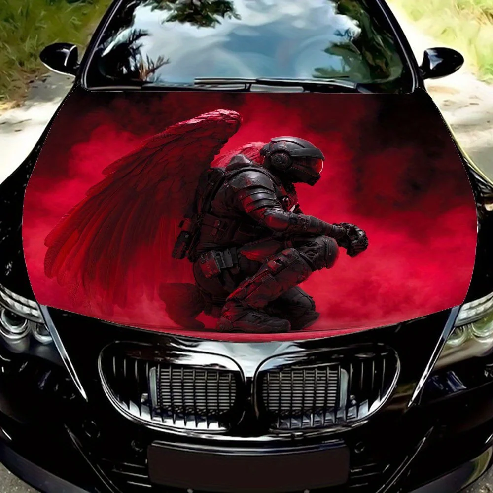 

Armored Figure with Wings Car Hood Decal Sticker - Durable Vinyl Wrap, Splash-Resistant & Easy Removal, Fit For All Cars - Autom