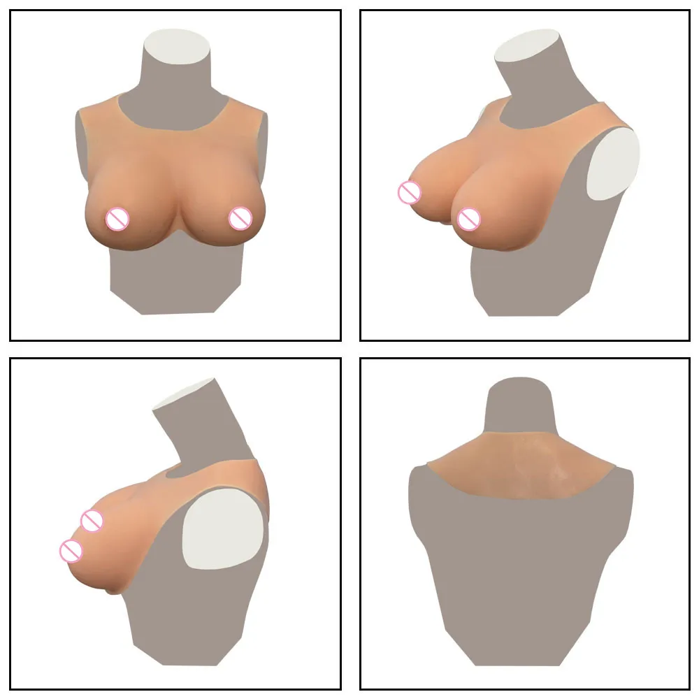 Silicone Breast Forms Bodysuit BCDEG Huge Fake Boobs Plate Shemale Drag Queen Crossdress Transvestite Cosplay Nipple Shake