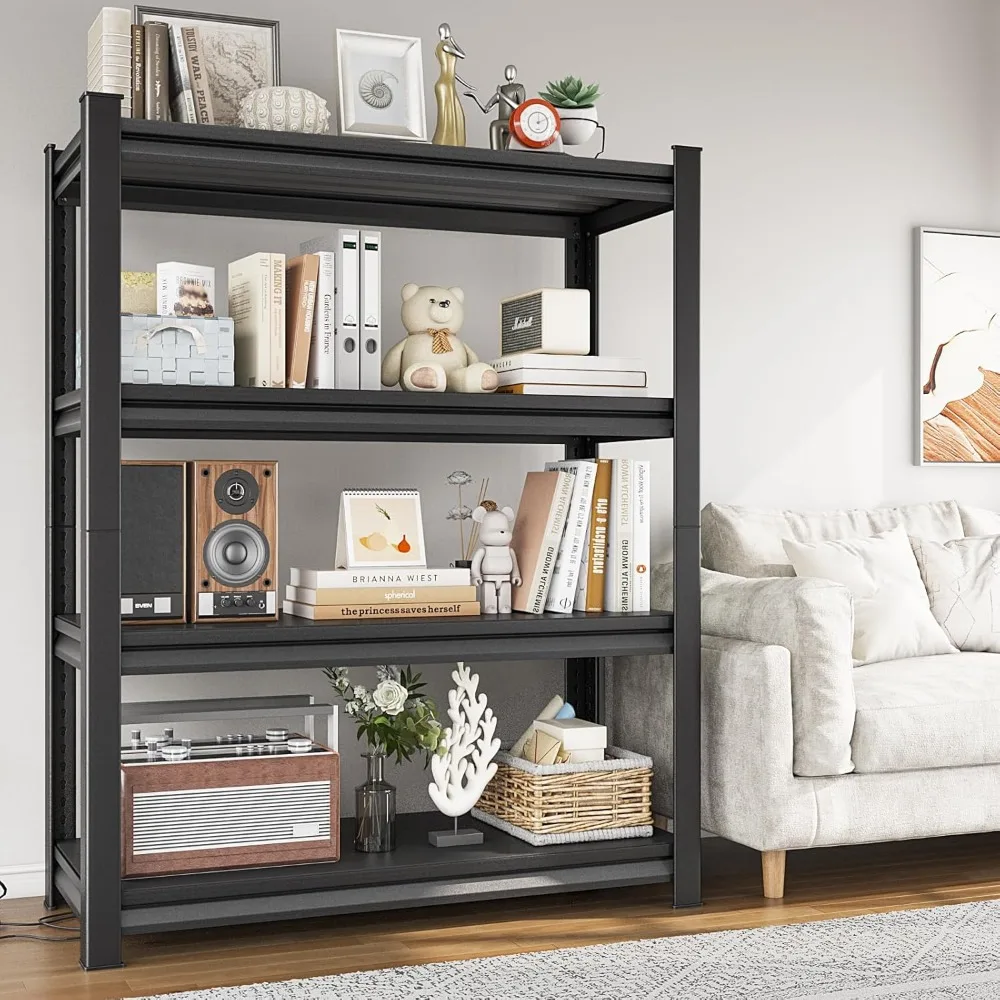 رفوف تخزين معدنية من 4 طبقات من الدرجة الصناعية، 40 وات × 16 عمق × 72 ساعة، قادرة على حمل 1800 رطل لتنظيم المرآب