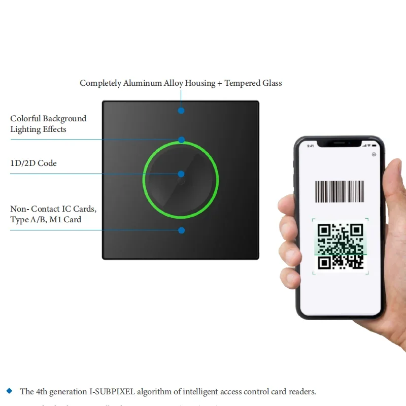 13.56MHz RFID Card Reader Wiegand RS232 RS485 USB Access Control Card Reader Wall Mounting Barcode Scanner 2d QR Bar Code Reader