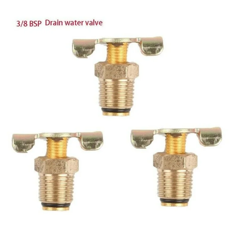 3PCS AIR COMPRESSOR TANK 3/8 BSP DRAIN PLUG VALVE /TAP/ DRAIN COCK WITH T-HANDLE