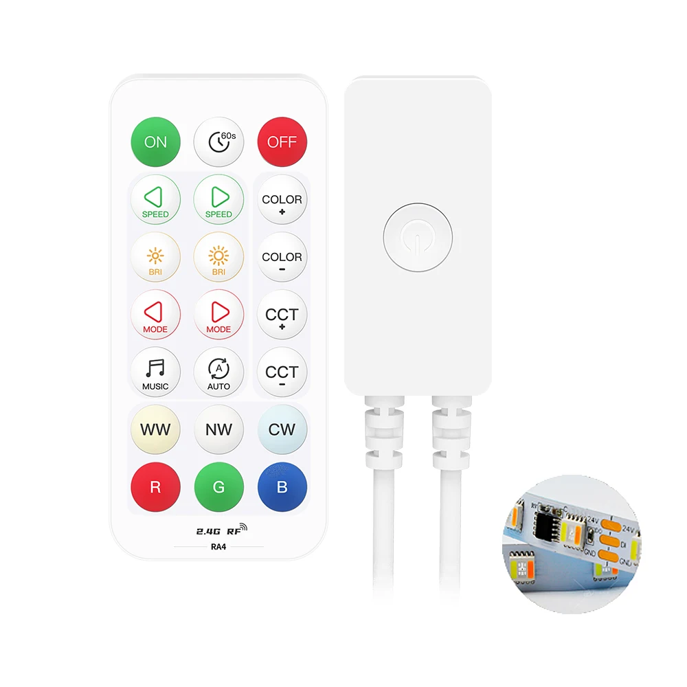 SP64AE 5CH RGB CCT Smart Bluetooth LED Light Controller DC5V 12V 24V SPI Addressable Pixel Lamp Strip Music 2.4G Wireless Remote