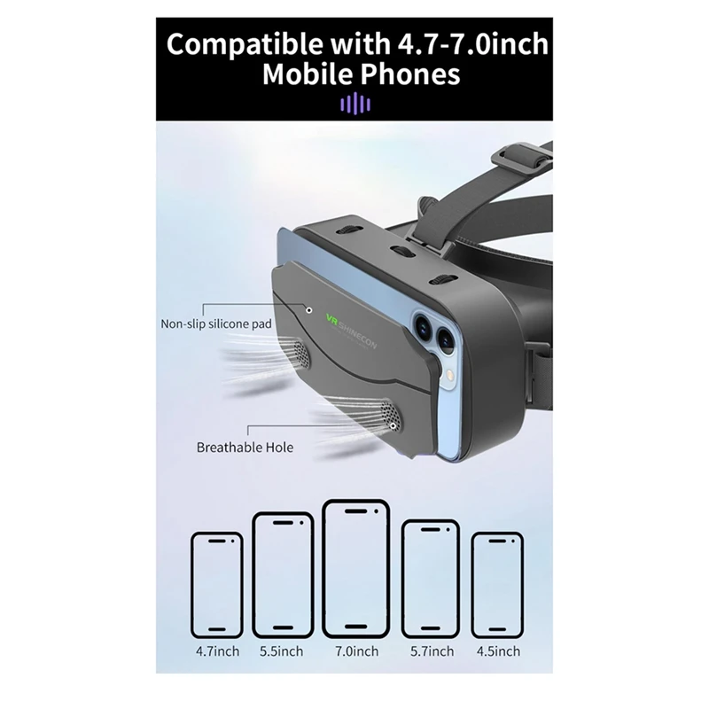 نظارات الواقع الافتراضي ثلاثية الأبعاد سماعة رأس محمولة قابلة للتعديل للهواتف الذكية التي تعمل بنظام أندرويد 4.7-7.0 بوصة نظارات الواقع الافتراضي