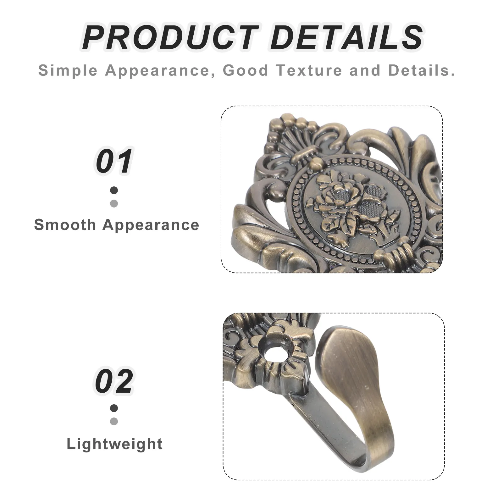 2Pcs Decorative Curtain Holdbacks Vintage Wall Mounted Metal Zinc Alloy Rose Floral Curtain Tiebacks for Drapery Home Decor