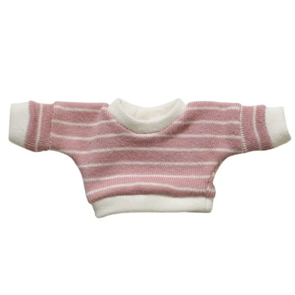 Ropa de muñeca de algodón, camiseta interior a rayas, ropa de muñeca de felpa de Color sólido, Sudadera con capucha de estilo de moda de 15cm, ropa para muñeca sin atributos