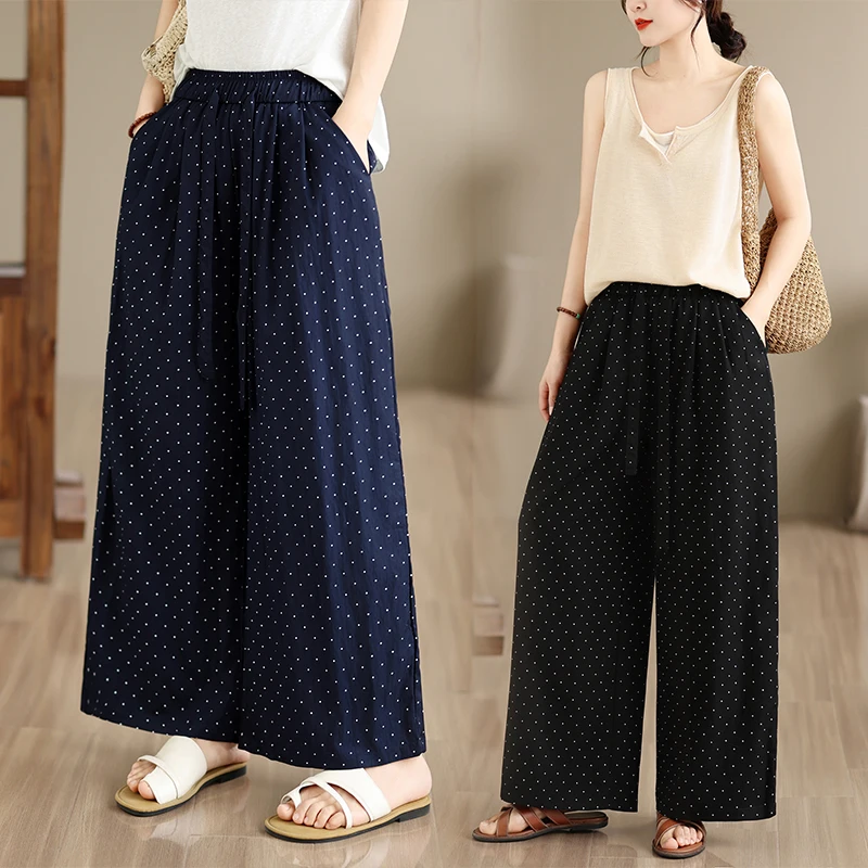 

plus Size Casual Straight Leg Jeans Draping Wide Leg Pants High Waist Comfortable Breathable Summer New Style Women's Trousers