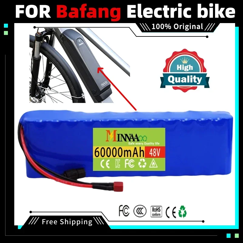 

60Ah 48V 1000W 13S2P Rechargeable Lithium Battery for electric bike with BMS and XT60 DC Plug+charger