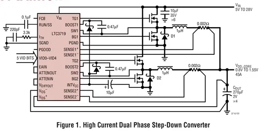 LTC3719EG LTC3719 - 2-Phase, High Efficiency, Step-Down Controller for AMD Opteron CPUs