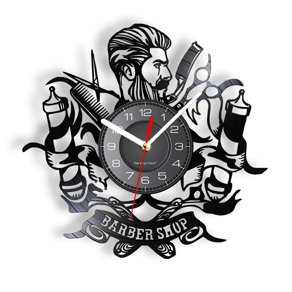 New Hair Salon Barber Shop Vinyl Record Wall Clock Creative 3D DIY Wall Clock Modern Design Luxury Quartz Wall Clocks Home Decor