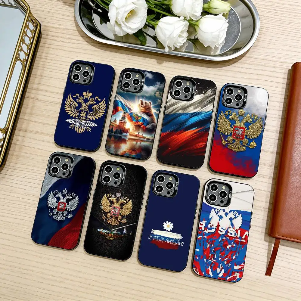 

R-Russia F-Flag Phone Case For iPhone17,16,15,14,13,12,11 Plus,Pro Max Black Candy silver phone case