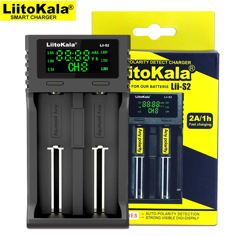 Liitokala Lii-S2 18650 Battery Charger 1.2V 3.7V 3.2V Li-ion / IMR/LiFePO4 26650 18350 21700 14500 NiMH/Cd AA, AAA