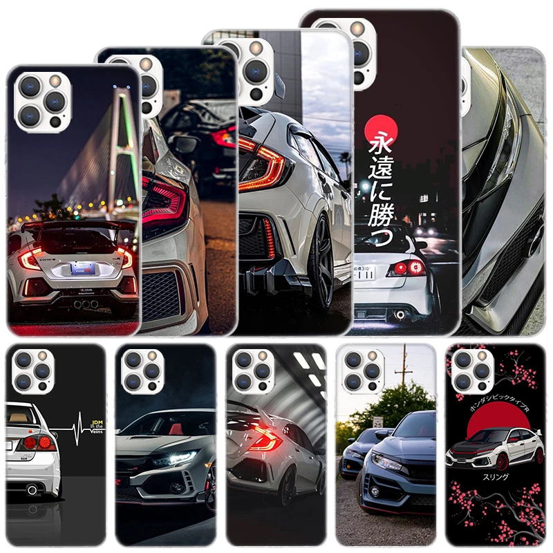 JDM Type R Civic Sport Car Soft Case For iPhone 16 15 Plus 11 12 13 Mini 14 Pro Max Apple Phone Cover X XS XR SE 7 8 SE Coque 11