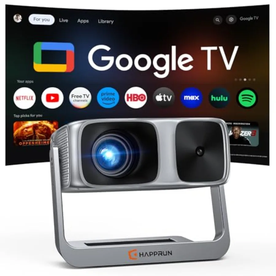 

Проектор для улицы 2000 ANSI с официальной лицензией Google TV, декодированием 4K, Wi-Fi, Bluetooth, автофокусом и Dolby Sound