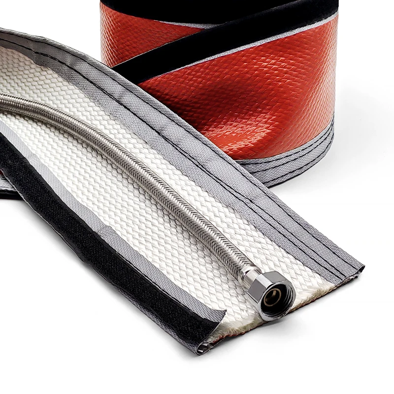 Fireproof Sleeve High Temperature Self Adhesive Glass Fiber Braided Sheath Insulation Protective Cables Casing Pipe