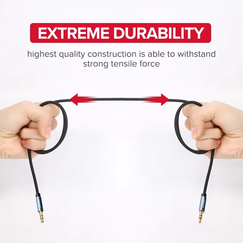 UGREEN 3.5 مللي متر ذكر إلى ذكر كابل الصوت النايلون مضفر كابل مساعد الصوت مساعد المدخلات محول لسماعات مكبر صوت للسيارة