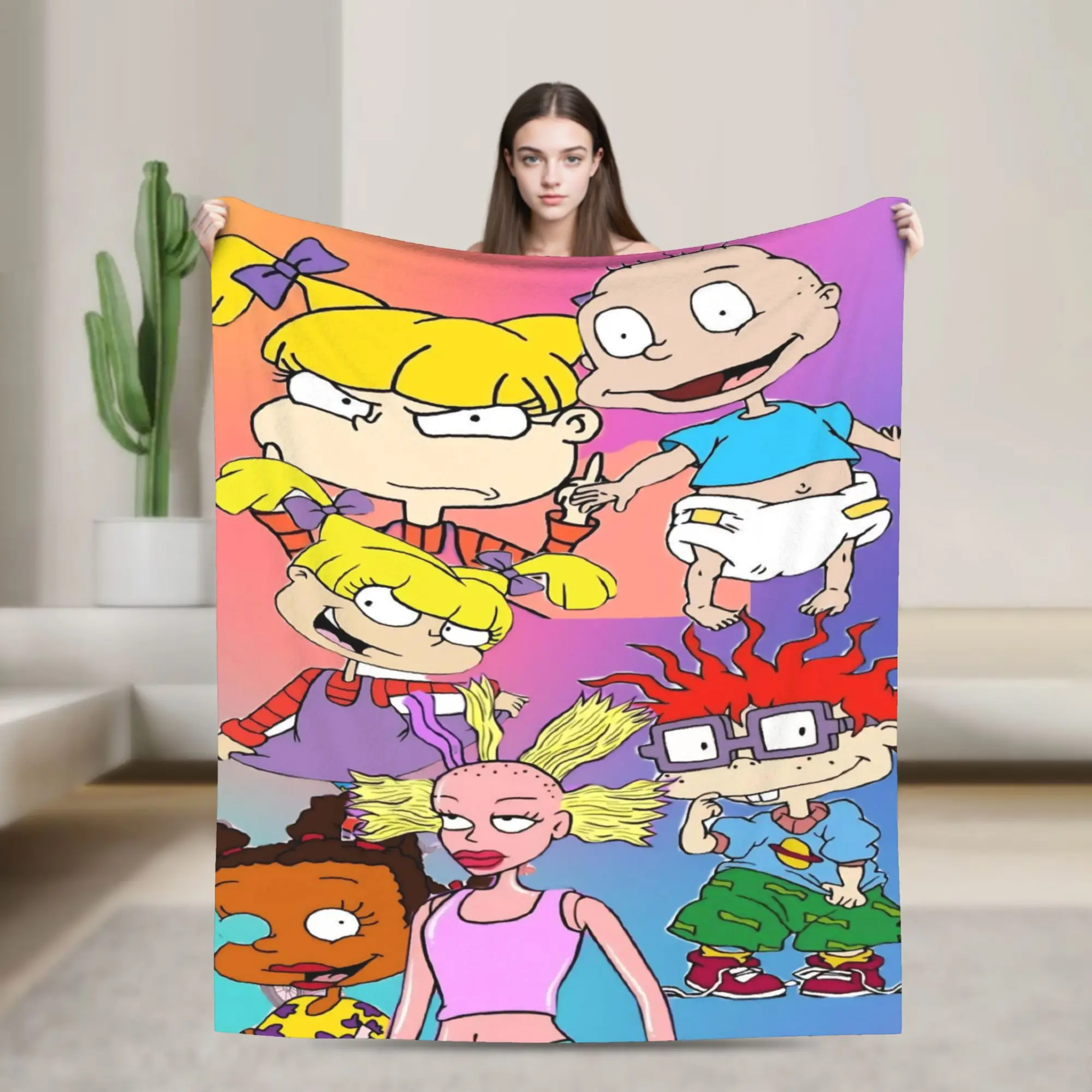 Cartoon R-Rugrats Merch Blanket Warm Cozy Fluffy  Throw Blankets for Couch 50x60 Inches Multiple Sizes Throws And Blankets