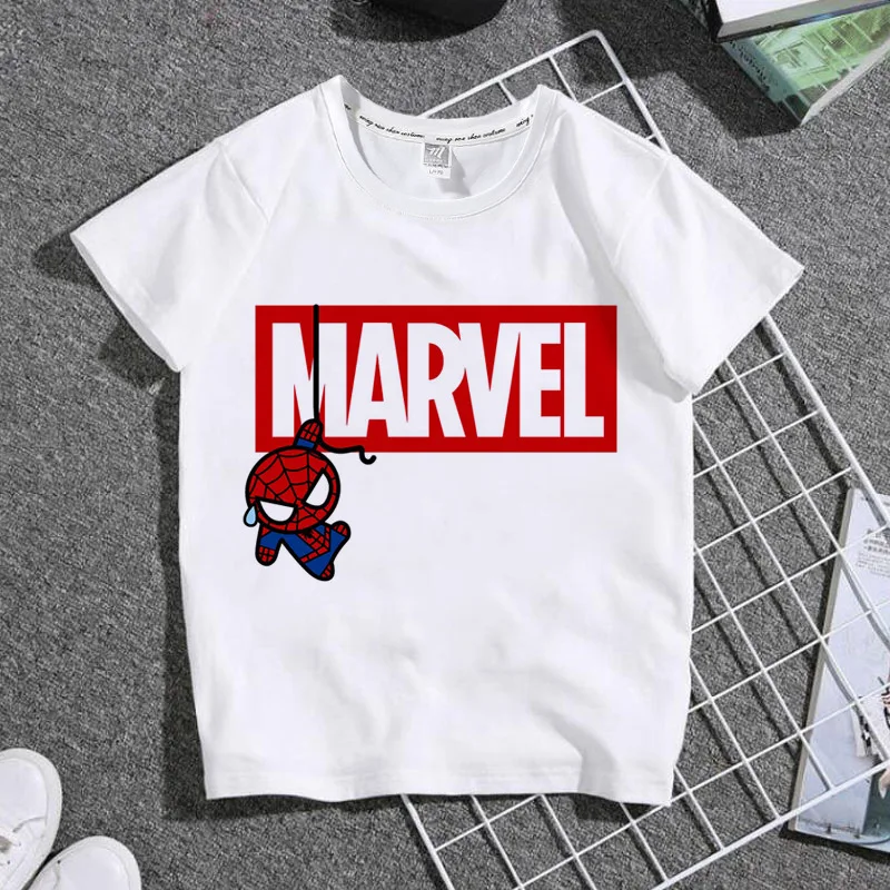 White Disney T-shirt Marvel Avengers Superheroes Cartoon Print Tshirt Short-sleeved Summer T Shirt Men and Women Universal Tees