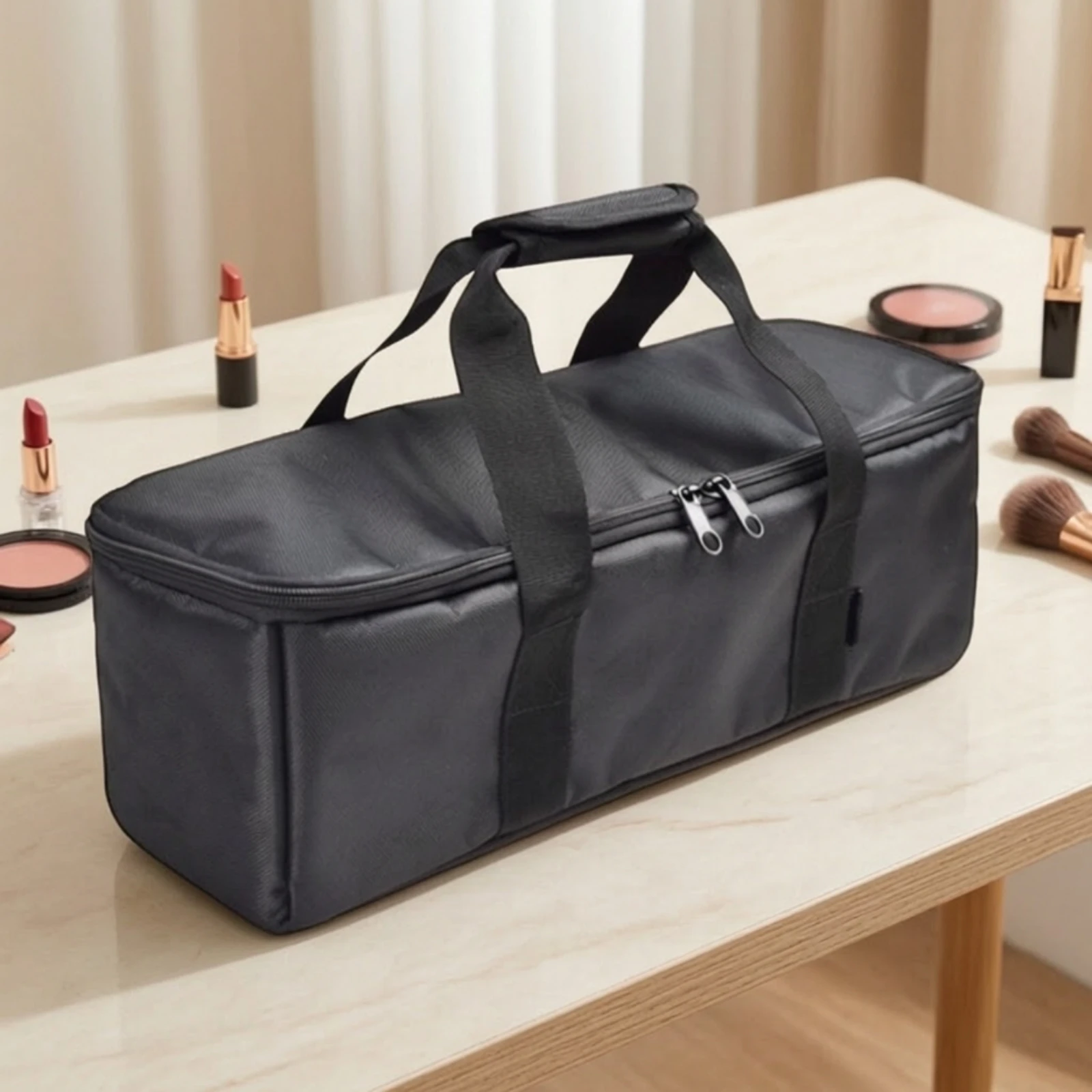Hair Styling Tool Storage Bag Structured Cosmetic Organizer Bag Carry Pouch with Handle Tear-Resistant Easy to Clean
