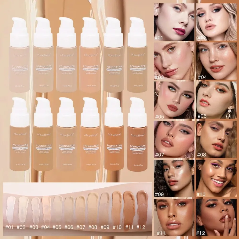 Professional Oil-Control Liquid Face Foundation Full Coverage Waterproof Matte Base Long Lasting Makeup Base