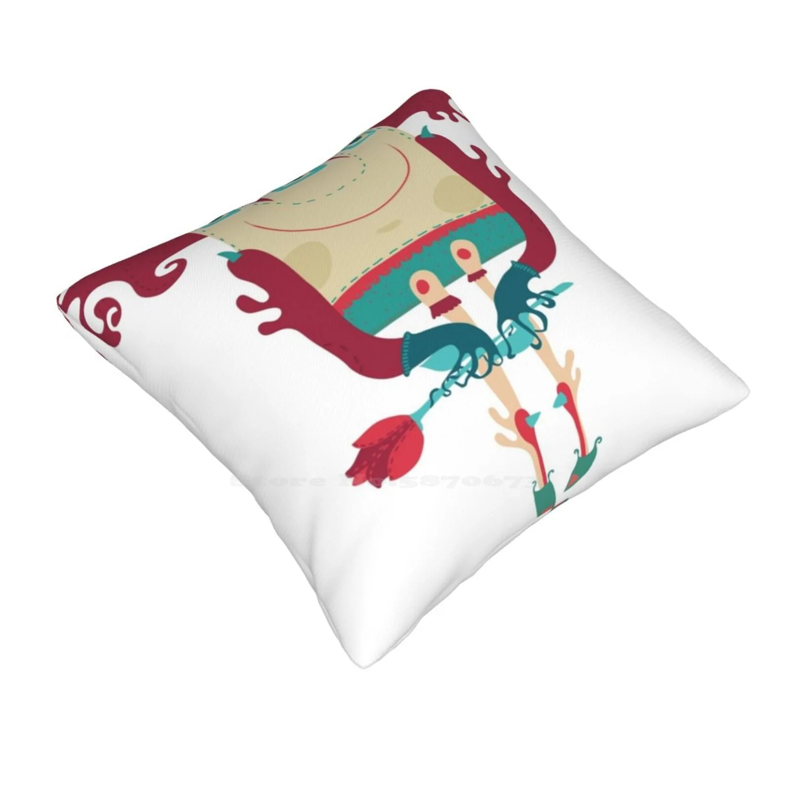 Little Monster Going On Dating. Pillow Cover Hug Pillowcase Monster Dating Rose Flower Strange Decorative Smile Redhead