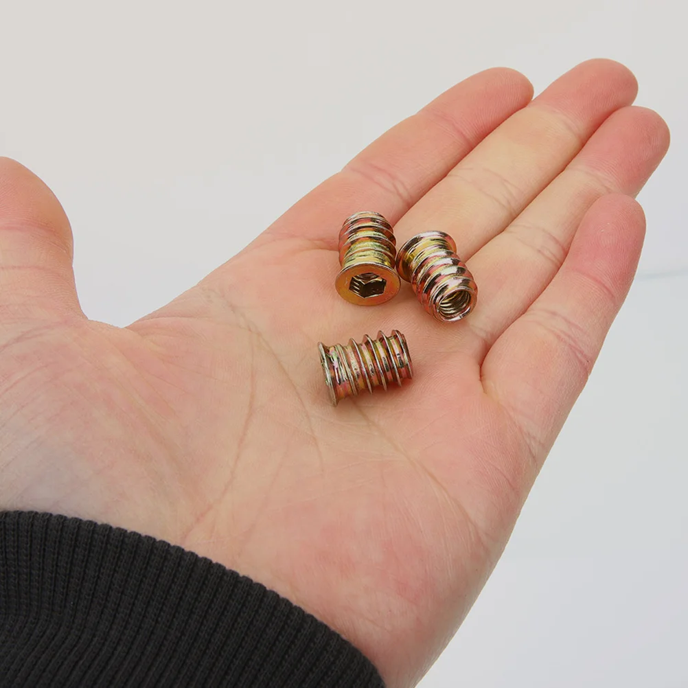 

40Pcs Furniture Screw in Nut Threaded Insert M6x13 Wood Bolt Fastener Embedment Nuts Fastener for Wood Furniture DIY Projects