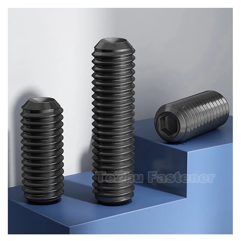 M6 M8 M10 M12 M14 M16 M20 M24 Grade 12.9 Carbon Steel Hex Socket Set Screws Headless Allen Cup Point Grub Screw Length 4mm~100mm