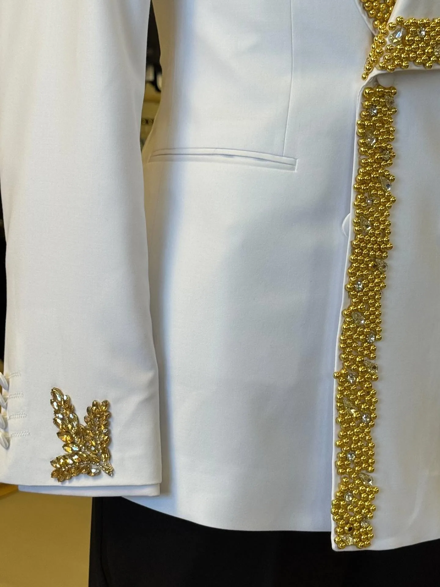 Luxe kralen kristal heren pak jas sjaal revers smoking dubbele rij knopen bruidegom slijtage zakelijk feest alleen blazer aangepast