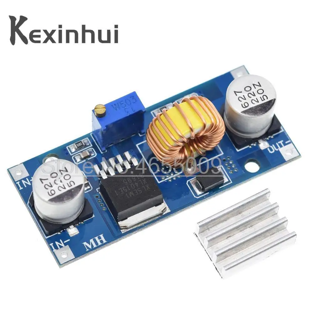 5A XL4015 DC-DC 4-38V to 1.25-36V 24V 12V 9V 5V Step Down Adjustable Power Supply Module LED Lithium Charger With Heat Sink